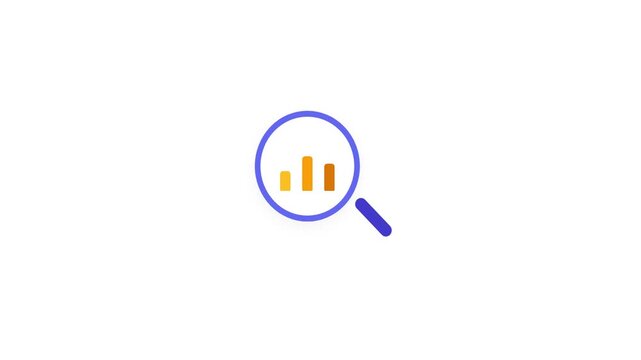 Minimalist Purple Magnifying Glass Search Icon Animation on White Background, 4K Flat Design UI Element