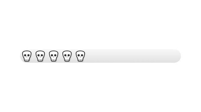 Halloween skull loading bar progress animation on white background