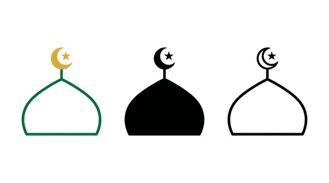 Islamic mosque domes with crescent moon symbols