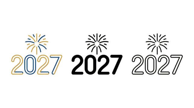 Celebration fireworks above 2027 text