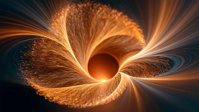 Golden Threads Forming Starburst on Dark Background