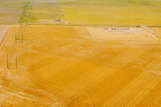 aerial view of Denver city, suburban, road, house and farm beautiful landscape