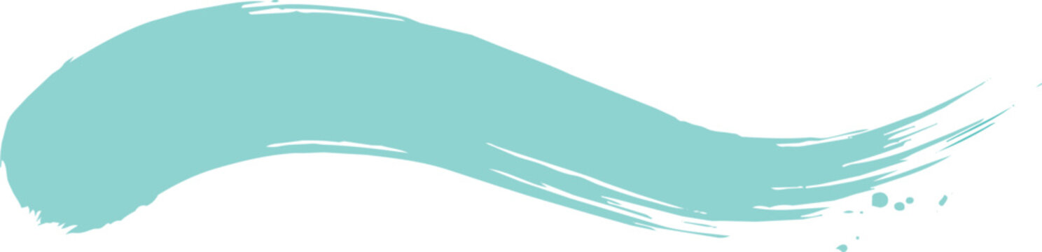 Single light blue brush stroke with textured edges isolated on a white background, for artistic and, digital painting projects