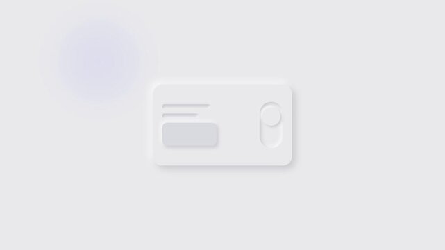 Neomorphic ui toggle switch card activating dark mode with glowing blue moon icon