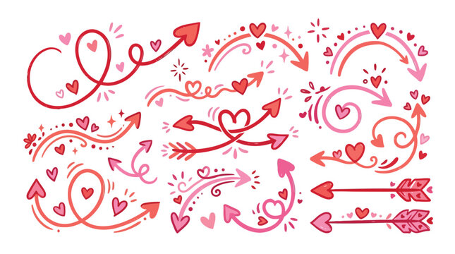 Pink decorative swirls and arrows set
