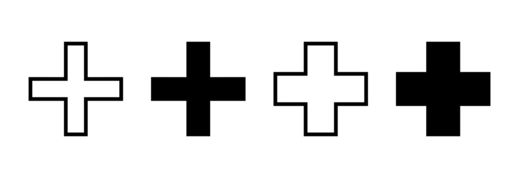 Plus Icon set vector. Add plus sign and symbol