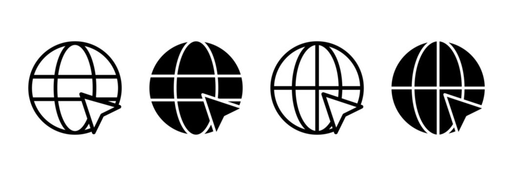 Web icon set vector. go to web sign and symbol. web click icon. Global search icon