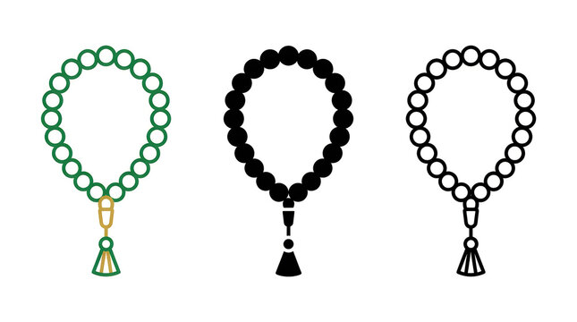 Three prayer beads bracelets with tassels