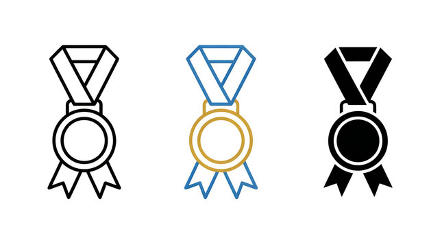 Three colorful award medal icons