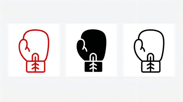 Three boxing gloves with thumb placement variations