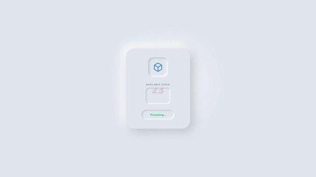 "confirm" widget neomorphic ui card with digital counter and interactive button animation