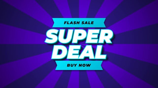 Super deal banner displays a promotional flash sale advertisement on a dark purple radial background.