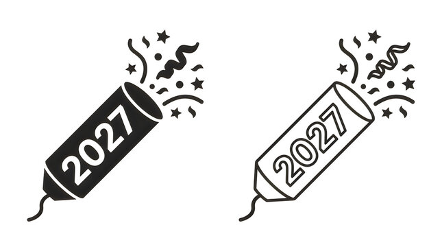 2027 celebration sparkler firework vector icon