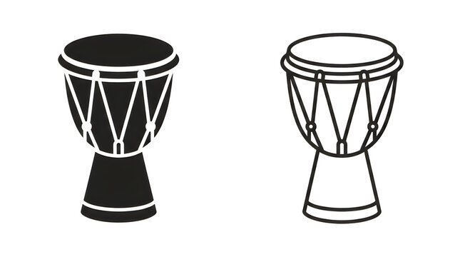 Two traditional djembe drums with rope details