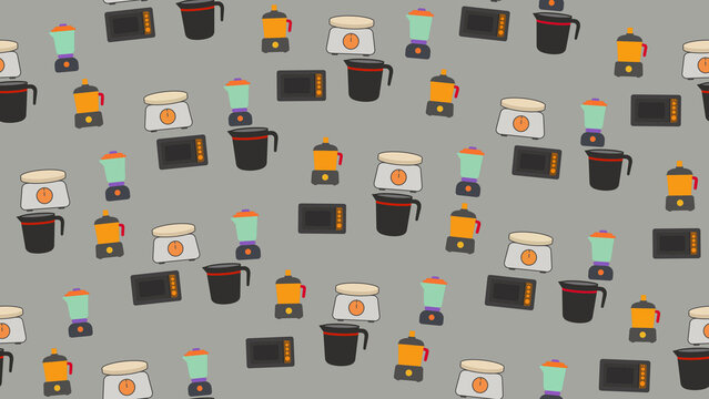 Seamless pattern of kitchen appliances