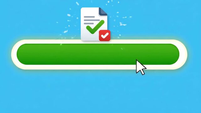 red magnifying glass icon performs an active search within horizontal white text input bar set against solid blue background