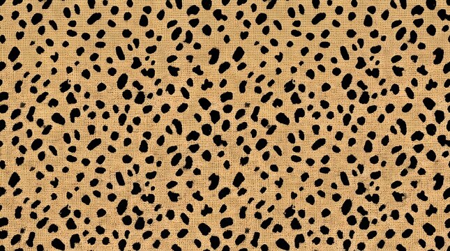 Abstract animal print seamless pattern with black spots on beige burlap textured background trendy wildlife fashion fabric textile wallpaper design