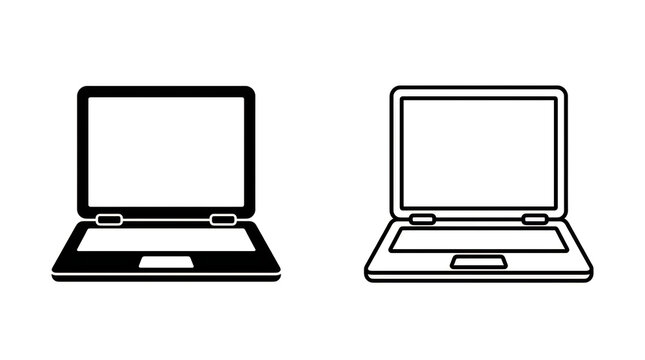 Simple laptop icons in black and white