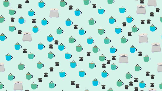 Coffee Cups and Scales Pattern