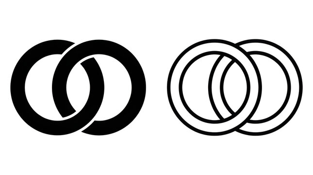 Two interlocking ring design in black and white