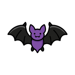 Fototapeta premium Cute Cartoon Bat Character with Purple Colorful Design in Flight