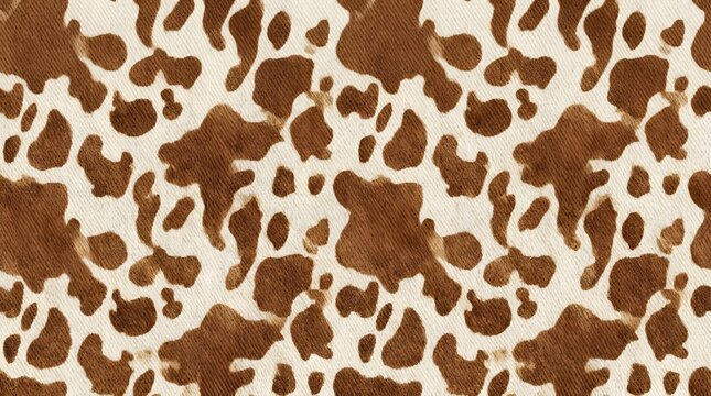 brown cow print pattern seamless textile design with animal skin texture and rustic farm style fashion graphic backdrop background