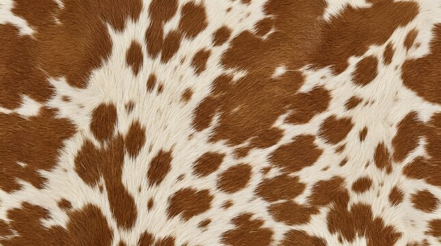 brown and white cowhide pattern background with soft fur texture and natural animal skin spots for rustic upholstery design and fashion textiles