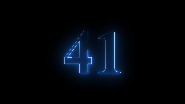 neon dynamic 41 number text icon animation educational mathematics text icon animation on black background.