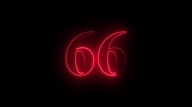 neon dynamic 66 number text icon animation educational mathematics text icon animation on black background.