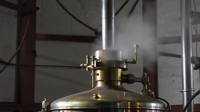 Vapour escaping a whiskey pot still