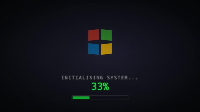 Digital system initialization startup screen with loading bar and progress percentage