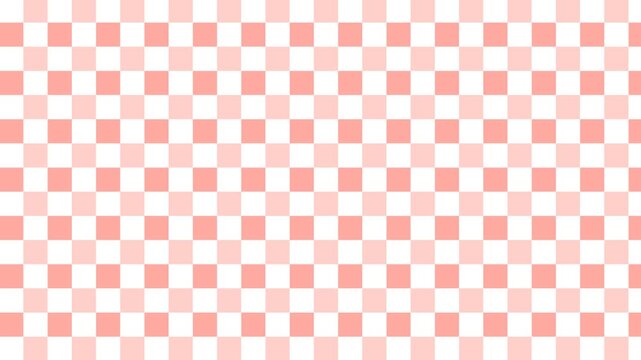 Seamless scrolling salmon and pink gingham pattern, looping animated background for video titles and streams, 4K 58 seconds