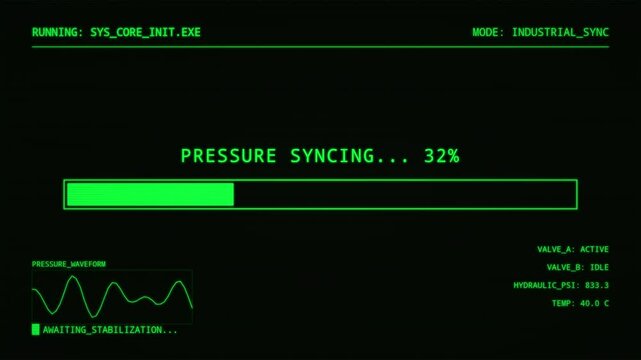 Retro Industrial Machine Interface Sync Process Loading Screen