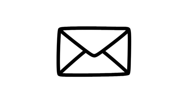 Simple black envelope icon symbol.