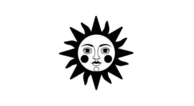 Sun face symbol icon graphic.