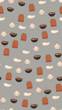 Garlic, Jars, and Bowls Pattern