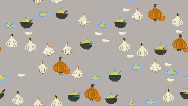 Garlic, Onion, and Noodle Pattern
