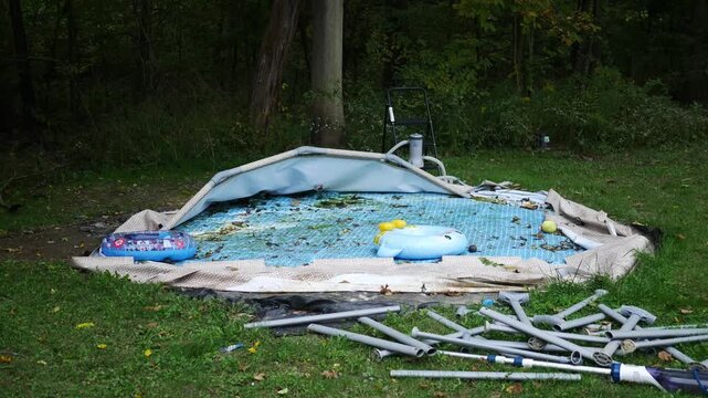 Deflated or Broken Pool Series - Camera Pans to Broken Pool