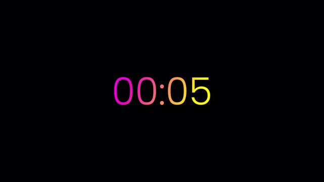 Ten seconds countdown timer animation.from 10 to 0 seconds on transparent background, 5 sec gradient countdown timer with alpha channel, 10 second countdown timer animation in 4k.