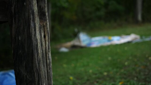 Deflated or Broken Pool Series - Fence in Foreground of Broken Pool
