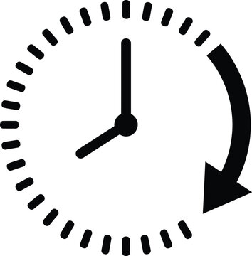 Black clock icon with circular arrow for history and time