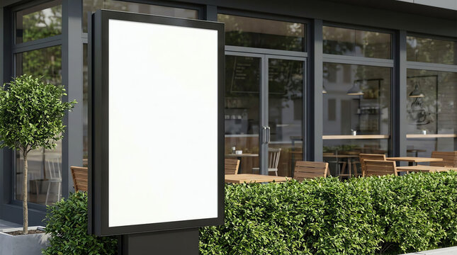 Stand Mock up Menu frame tent card blurred background design key visual layout 