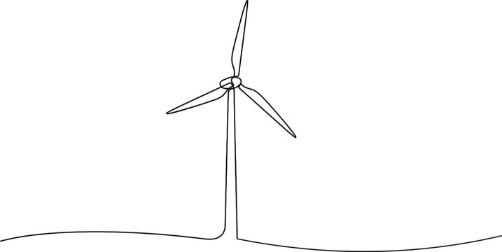 Wind turbine drawing in one continuous line