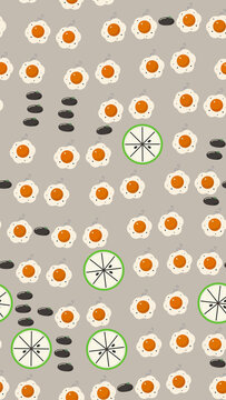 Fried eggs and olives pattern