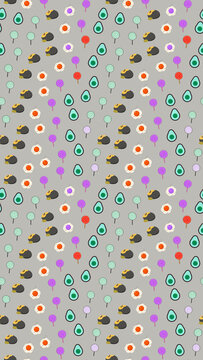 Seamless pattern of food doodles