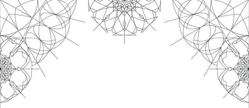 Intricate black line mandalas border on transparent background for.