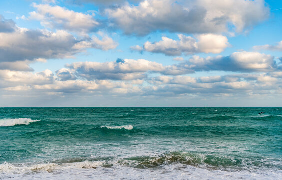 Skyscape with sea horizon. Calm horizon with sea nature. Romantic summer vacation at seascape. Sunset sea and seascape. Sea horizon view. Cloudy sky and seascape at summer vacation. Open horizon