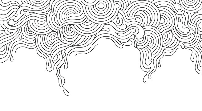 Liquid wave swirl border pattern with flowing lines for decor art.