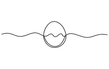 Obraz premium Single continuous line drawing of an egg with a wavy line going through the center Vector, illustration