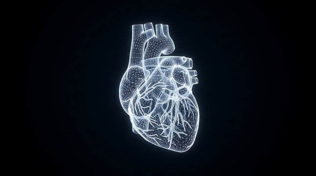 Human heart digital wireframe 3D model